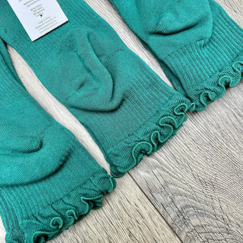 3 Pack Free People Movement Ruffle Sport Sock Green Ankle Lucky Honey